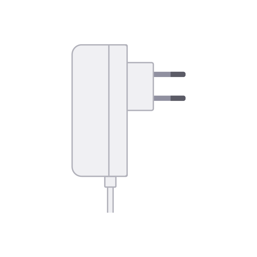 Illustratie van een grijs witte adapter van een modem