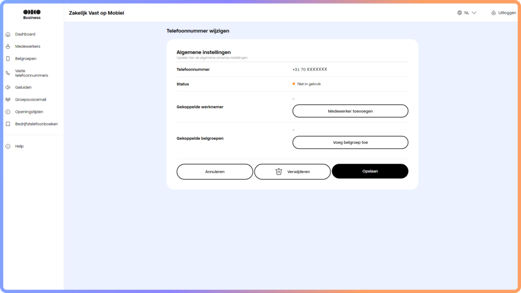 Vaste telefoonnummer wijzigen in het Zakelijk Vast op Mobiel portaal