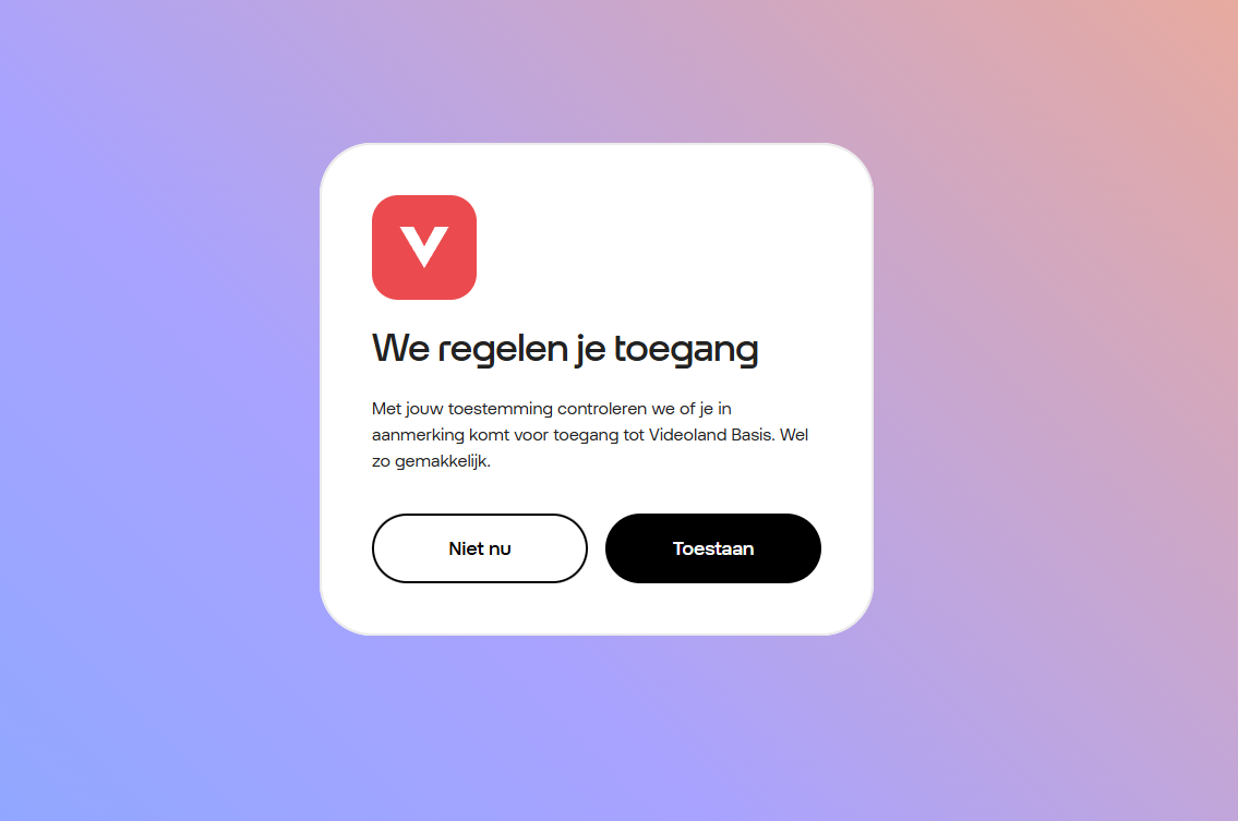 Videoland toegang geven scherm in Mijn Odido