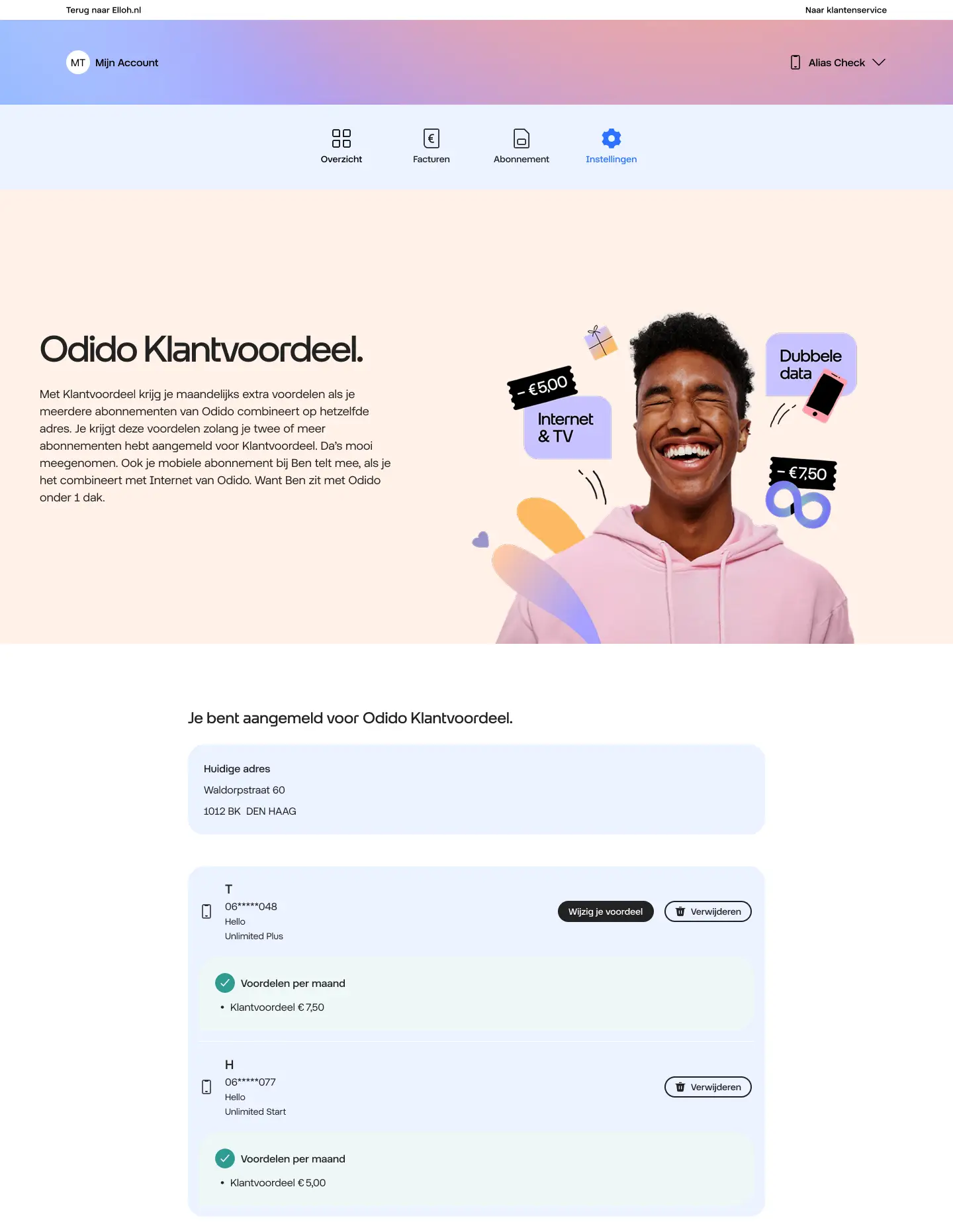 Videoland klantvoordeel activeren stap 1 print screen van huidige klantvoordeel status