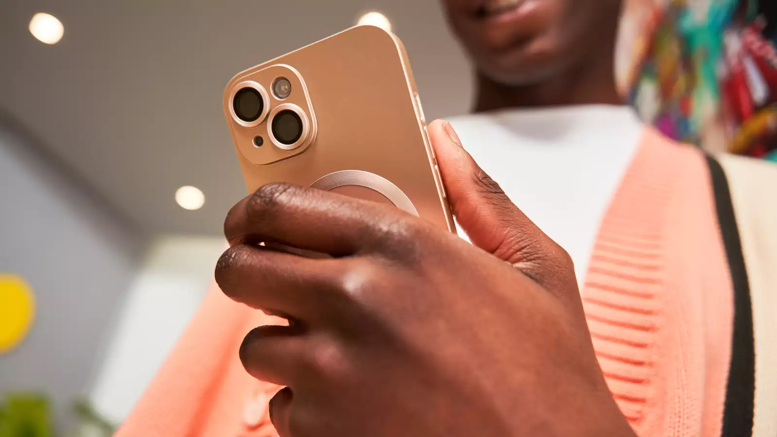 Close up roze telefoon