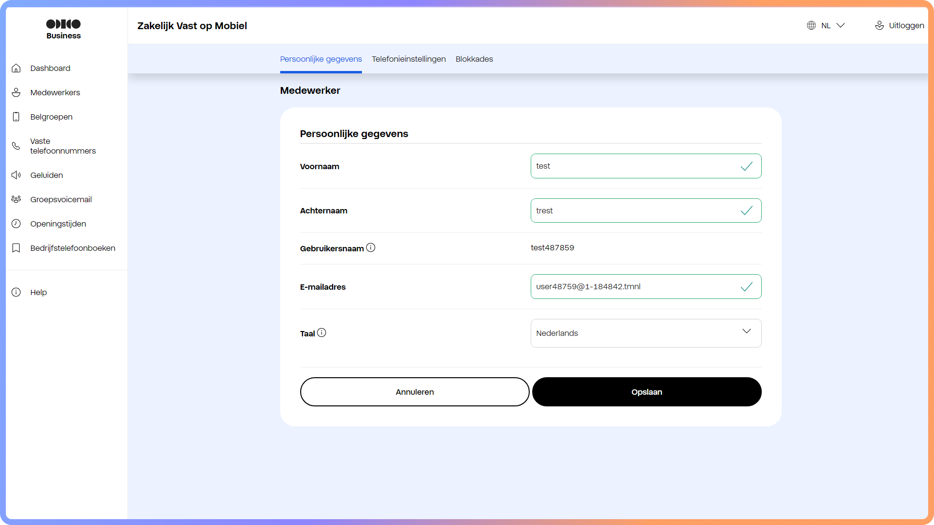 Bewerken van medewerkers in het Zakelijk Vast op Mobiel portaal