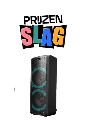 Afbeelding van prijzenslag logo met karaoke speaker