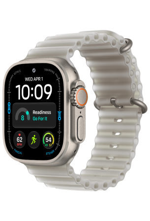 Apple Watch Ultra 4 Titanium Case 49mm Naturel Titanium - Ocean-Band Grijs