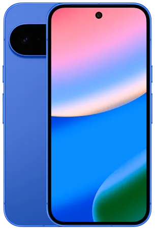 Google Pixel 10 in blauw voor en achterkant