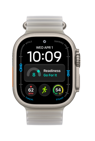 Apple Watch Ultra 4 Titanium Case 49mm Naturel Titanium - Ocean-Band Grijs