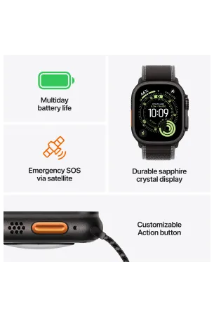 Apple Watch Ultra 3 Titanium Case 49mm Zwart Titanium - Trail-Band Zwart