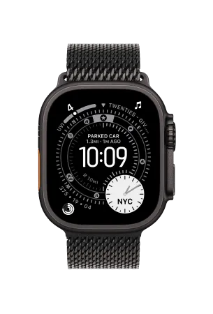 Apple Watch Ultra 3 Titanium Case 49mm Milanees Zwart Titanium - Milanees-Band M