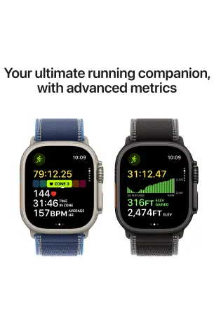 Apple Watch Ultra 3 Titanium Case 49mm Zwart Titanium - Trail-Band Zwart