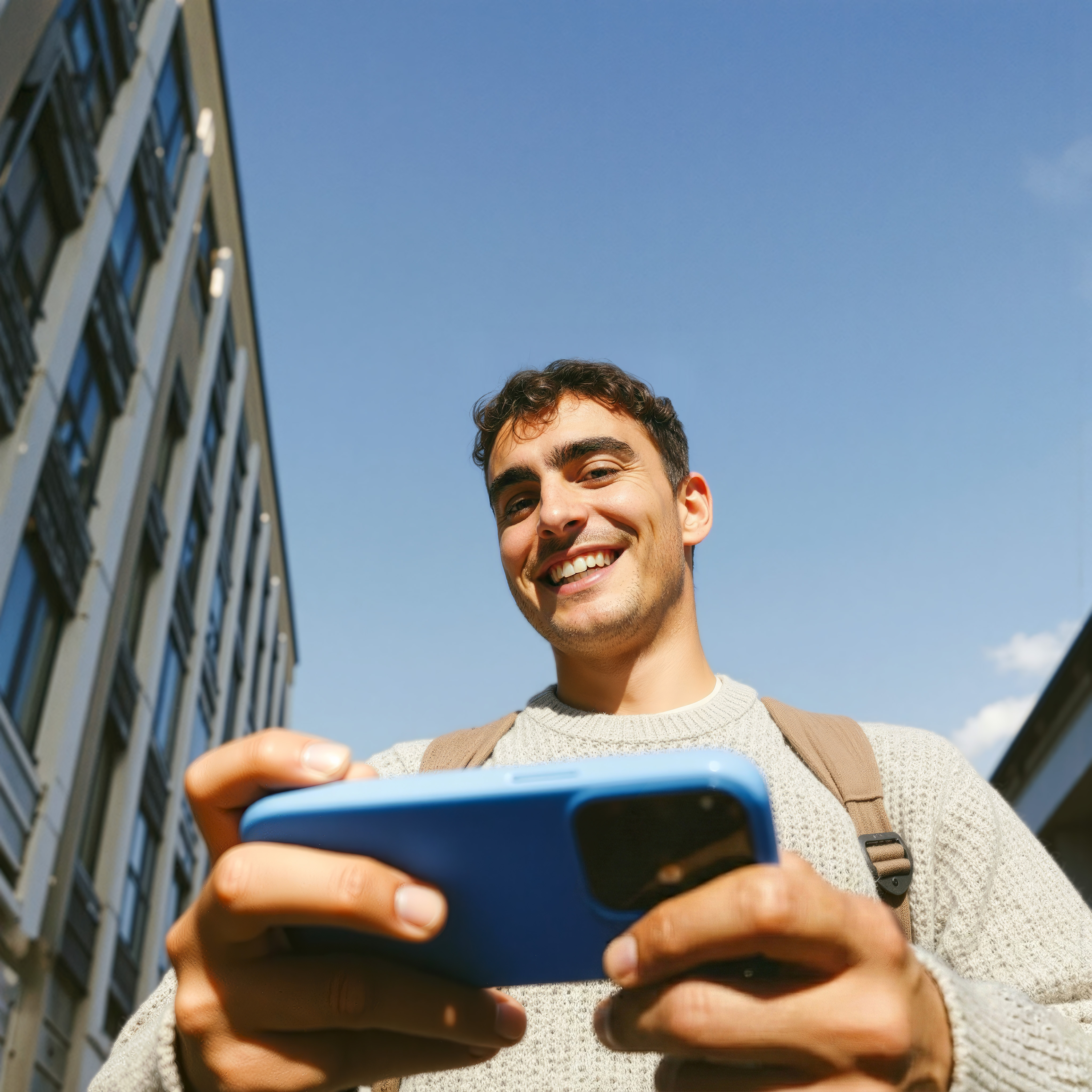 man met telefoon in zijn handen
