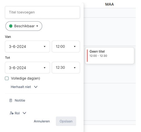 kalender statusweergave