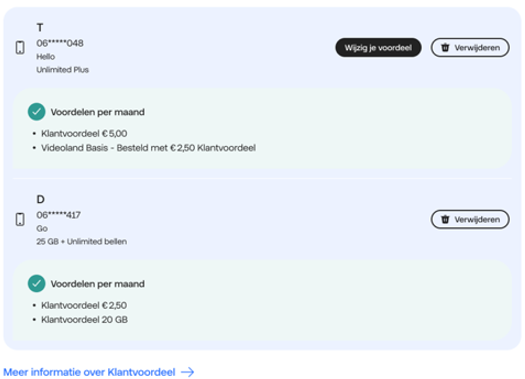 Videoland klantvoordeel activeren stap 5 printscreen van nieuwe klantvoordeel status
