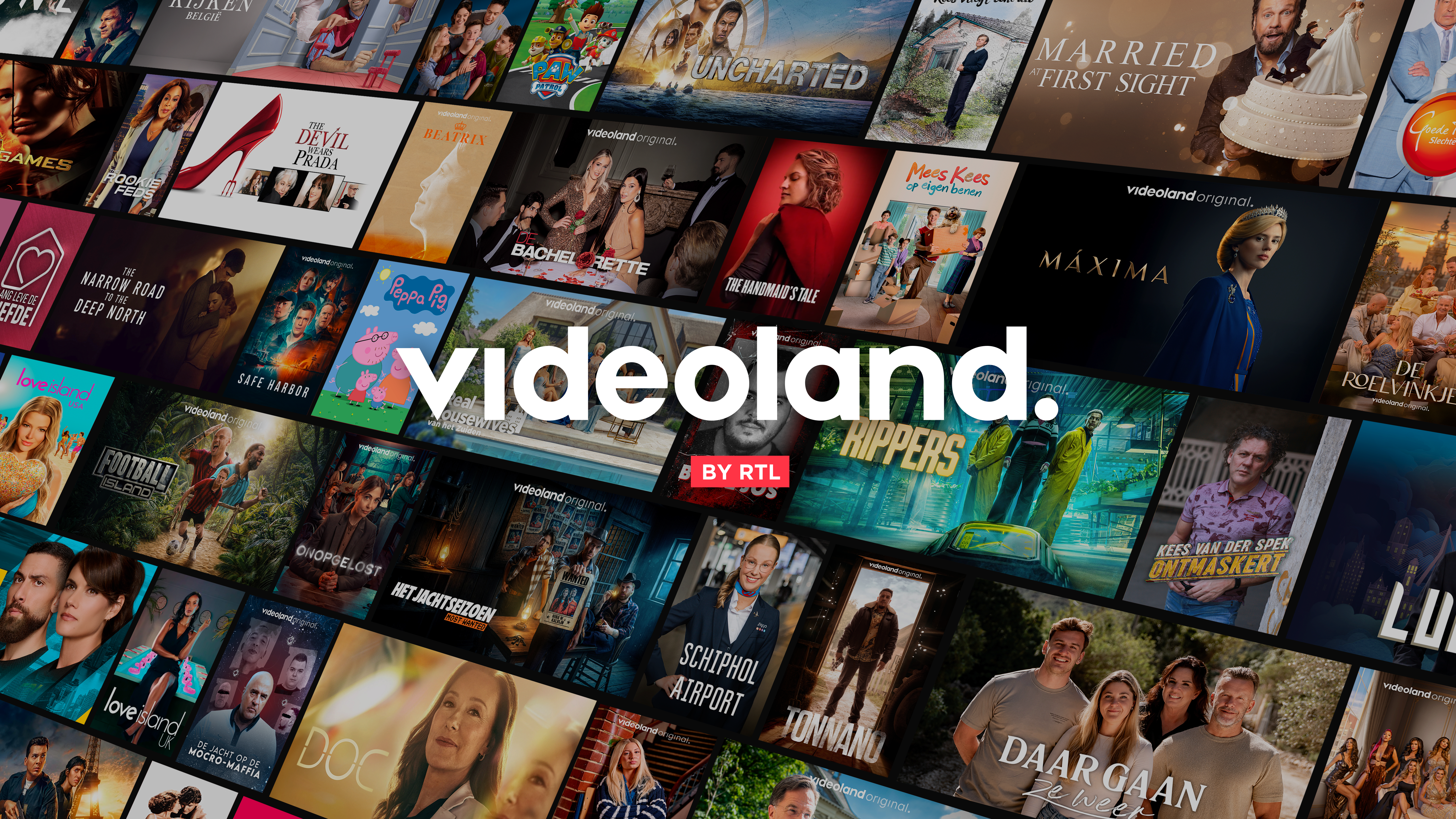 posters van verschillende videoland titels bij elkaar met daaroverheen een videoland logo