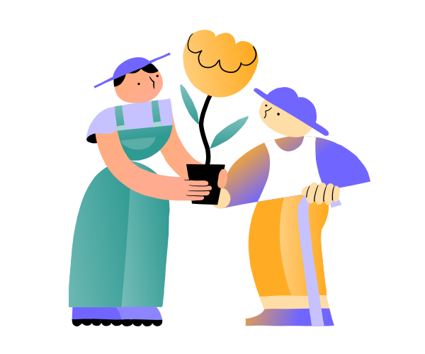 twee mensen met plant