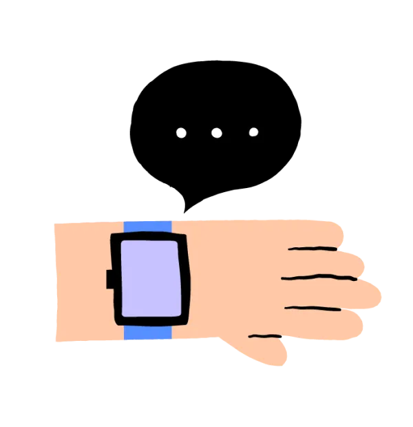 Illustratie - smartwatch om pols ontvangt bericht.