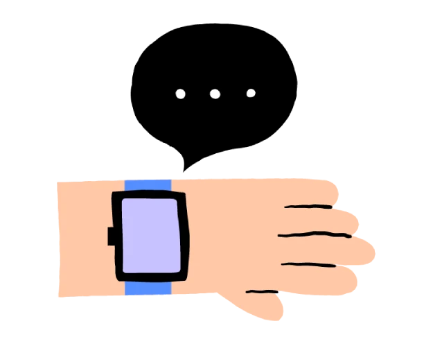 Illustratie - horloge om pols krijgt bericht.