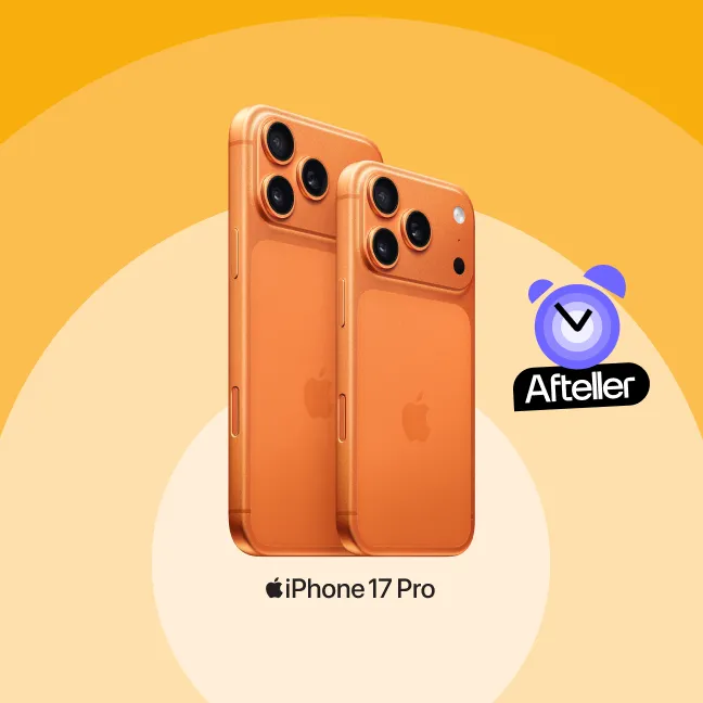 apple iphone 17 pro in het oranje met afteller klokje