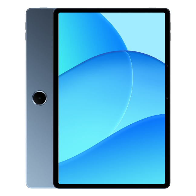 oppo pad se in het blauw, voor- en achterkant