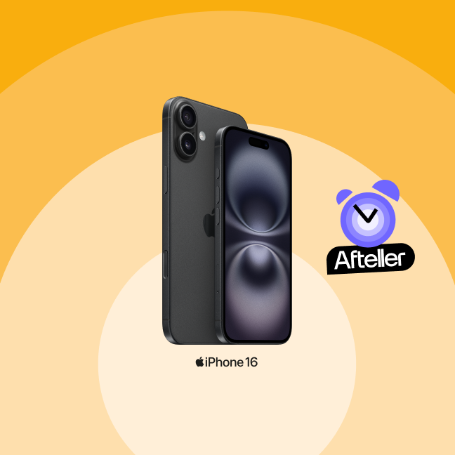 apple iphone 16 in het zwart met afteller