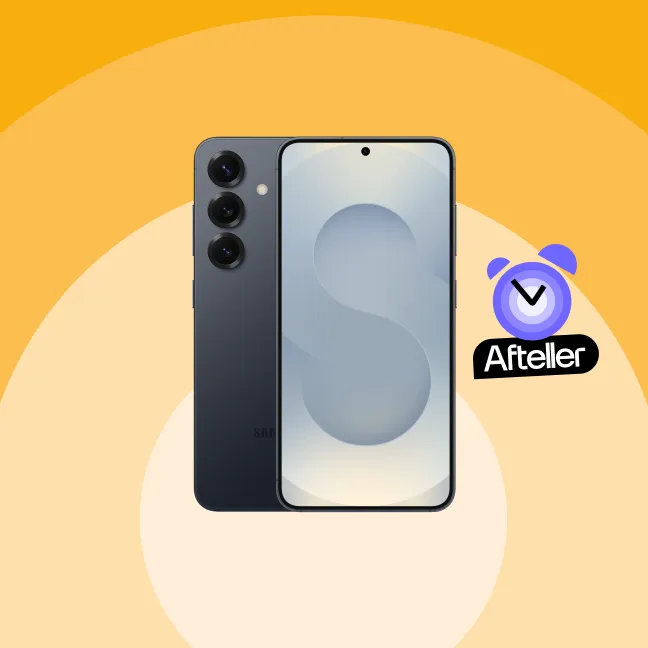 samsung galaxy s25 in het zwart met afteller klokje