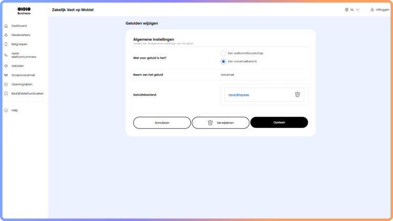 Bewerken van geluiden in het Zakelijk Vast op Mobiel portaal