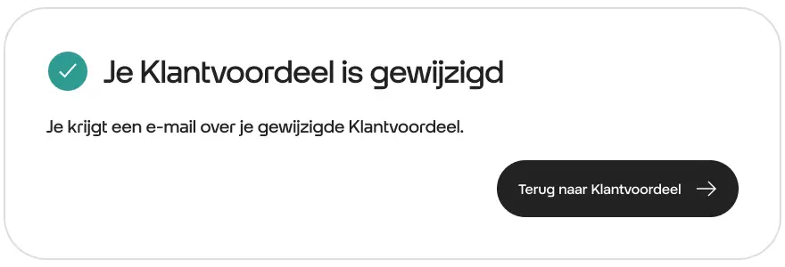 Videoland klantvoordeel activeren stap 4 printscreen van de bevestiging dat aanmelden voor korting + Videoland Basis plus korting is gelukt.