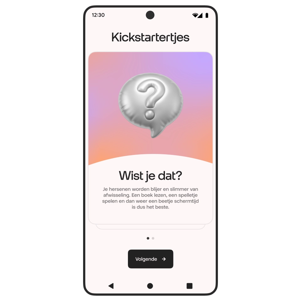 Screenshot Startphone - Begeleiding