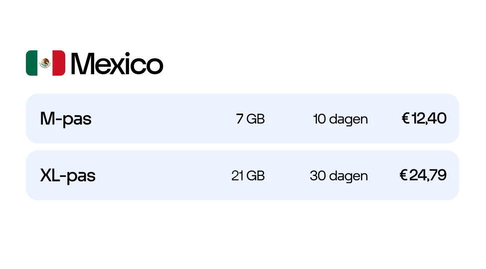 internet op reis tarieven mexico