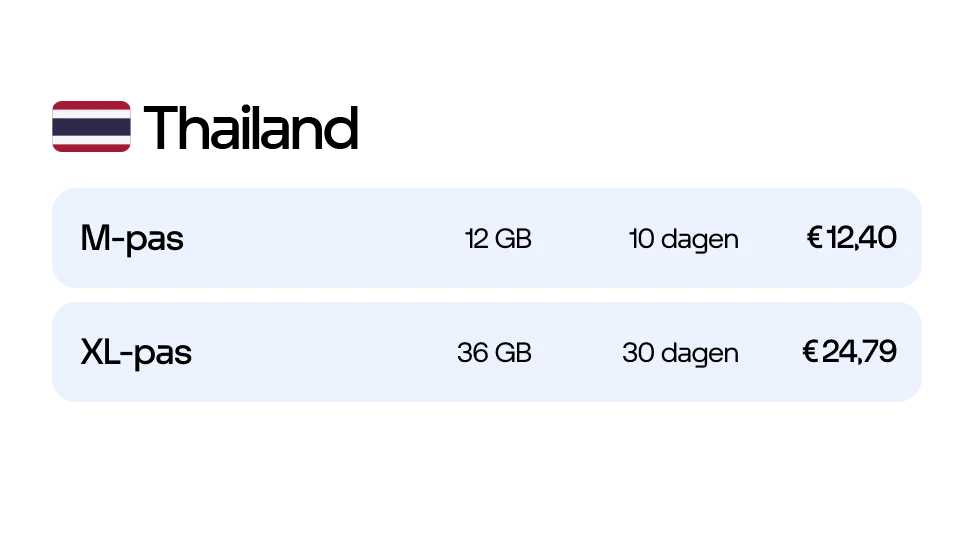 internet op reis tarieven thailand